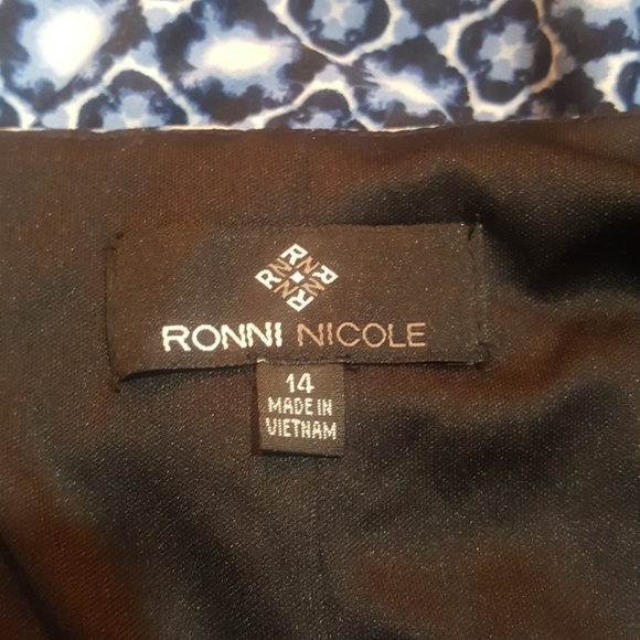 RONNI NICOLE Blue Printed Dress - Size 14 - Picture 4 of 5